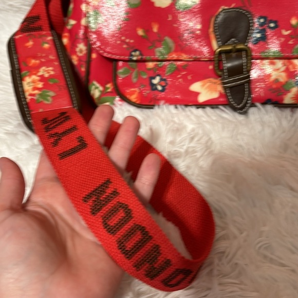 Lydc London satchel purse red floral - Picture 2 of 9